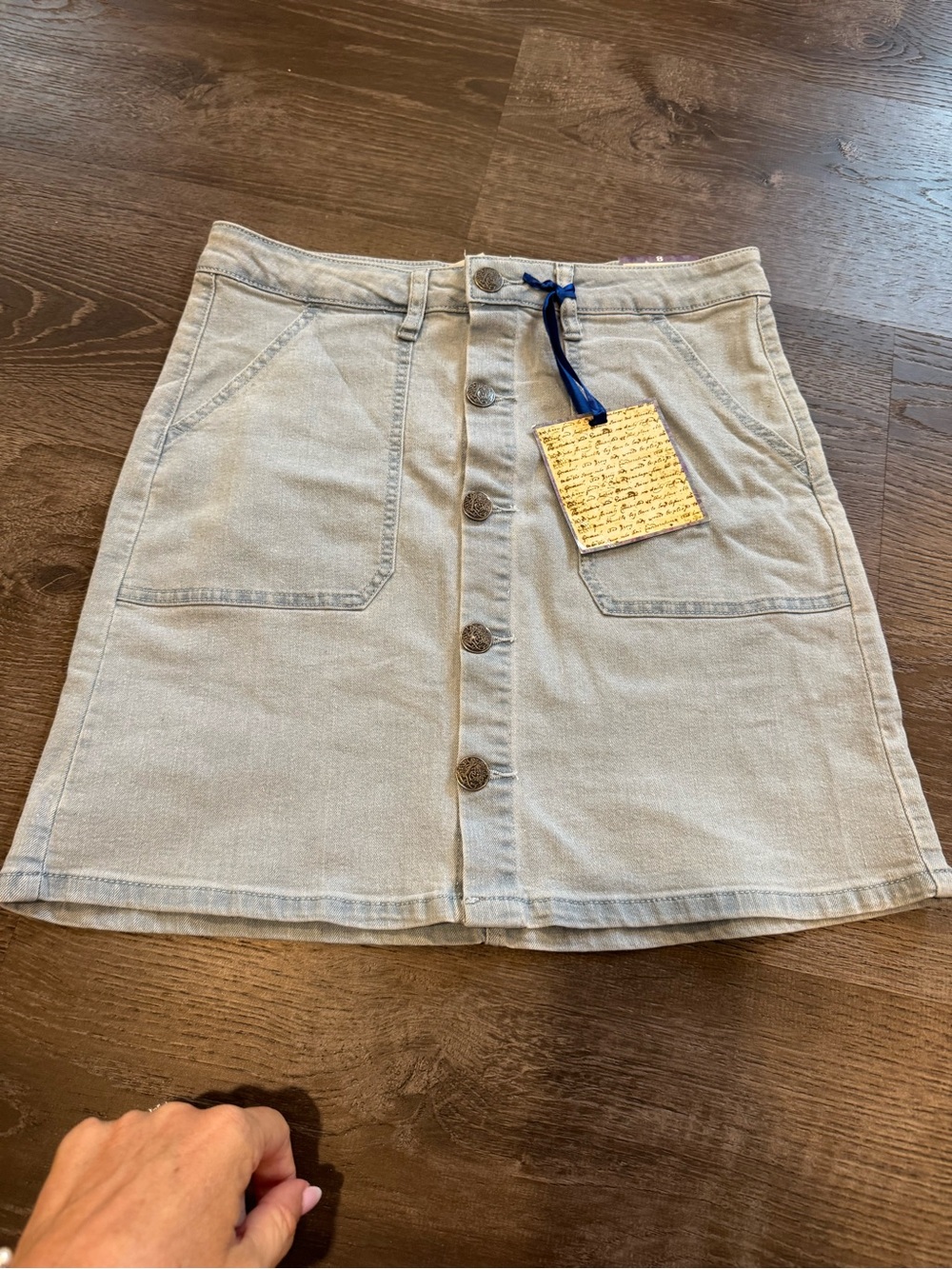Light Wash Button-Front Mini Skirt